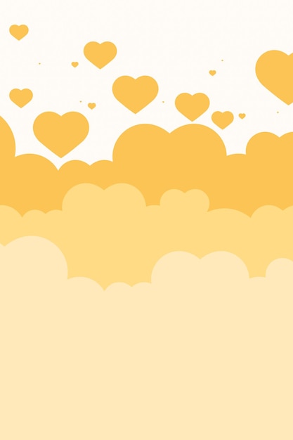 Heart above cloud yellow background