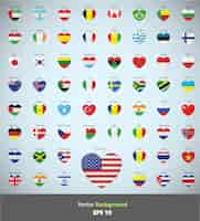 Free vector heart collection flags design