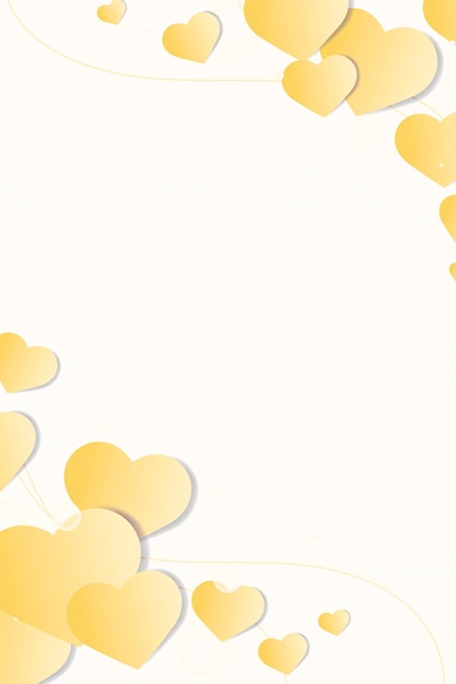 Free vector heart  decorated border yellow background