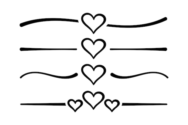 Free vector heart dividers set black