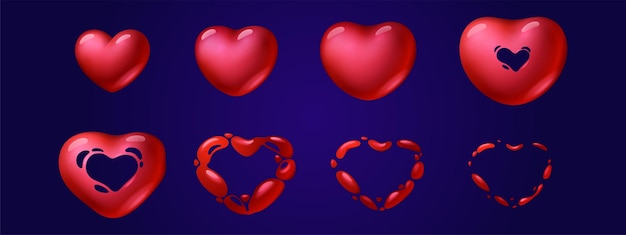 Vettore gratuito cornice di animazione vettoriale sprite di esplosione del cuore