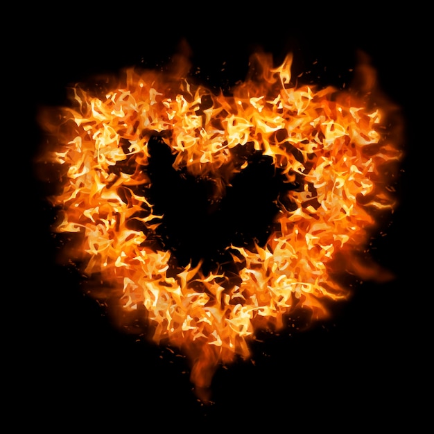 Стикер пламени сердца, оранжевый креативный дизайн вектор