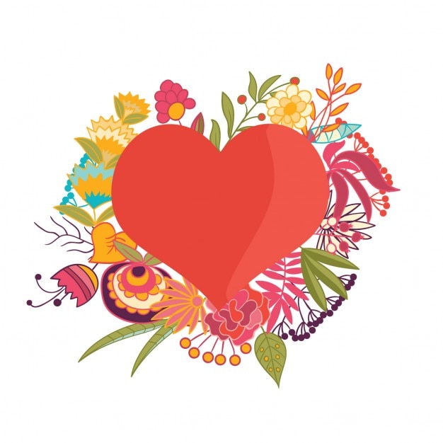 Free Vector heart and flowers