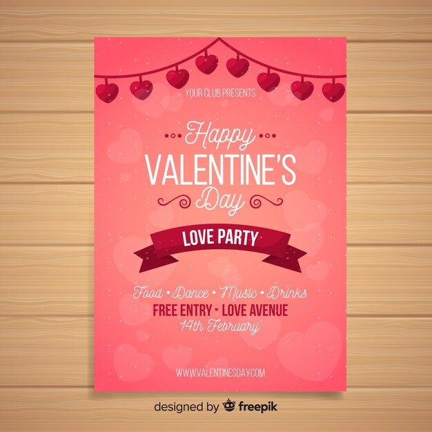 Heart garland valentine party poster