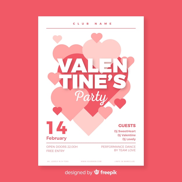 Free vector heart group valentine party poster