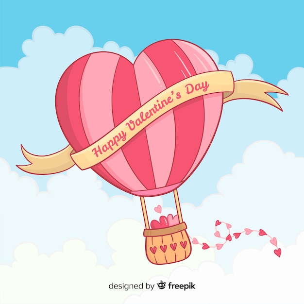 Heart  hot air balloon background