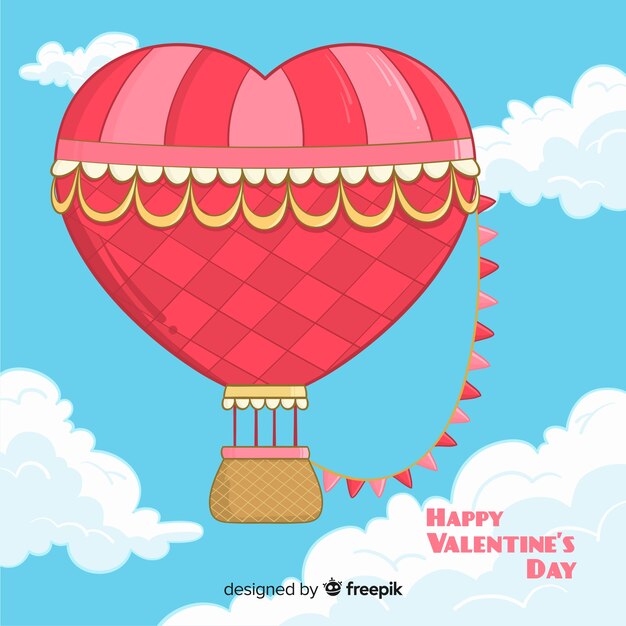 heart  hot air balloon background