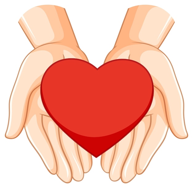 Free vector heart on human hands