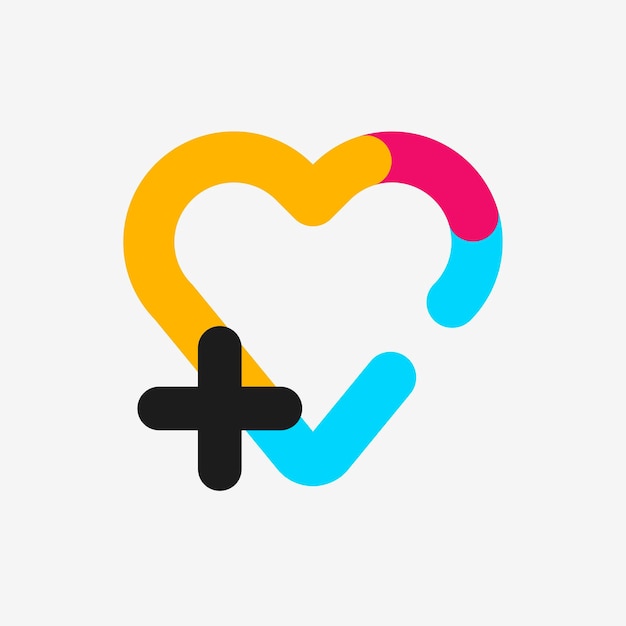 Icona del cuore, illustrazione vettoriale di design piatto simbolo sanitario