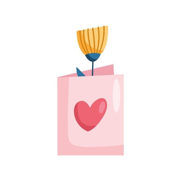 Бесплатное векторное изображение Сердце в открытке с розой