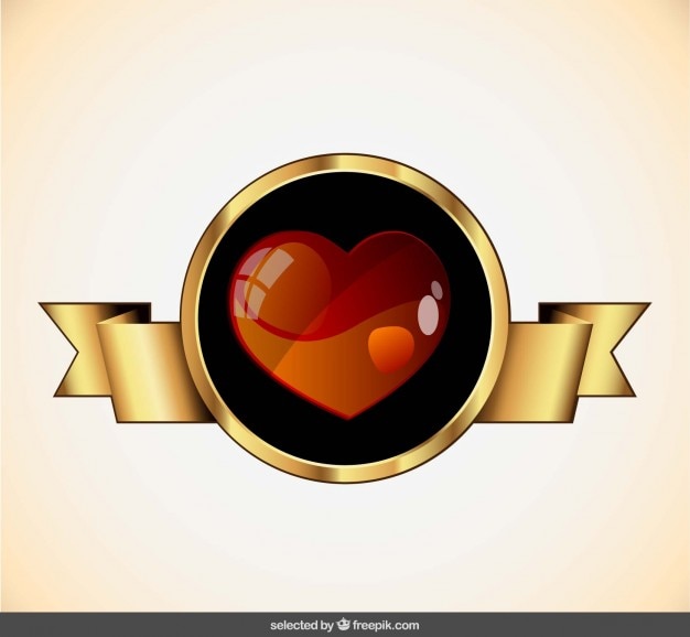 Heart inside a golden badge