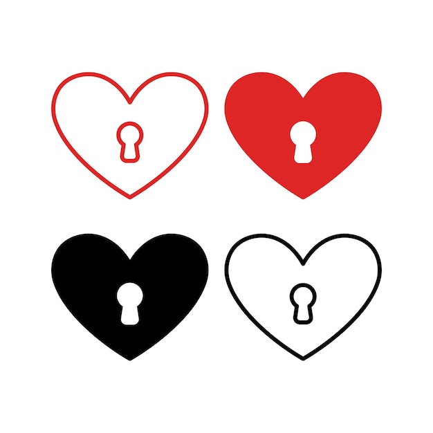 Free vector heart lock set