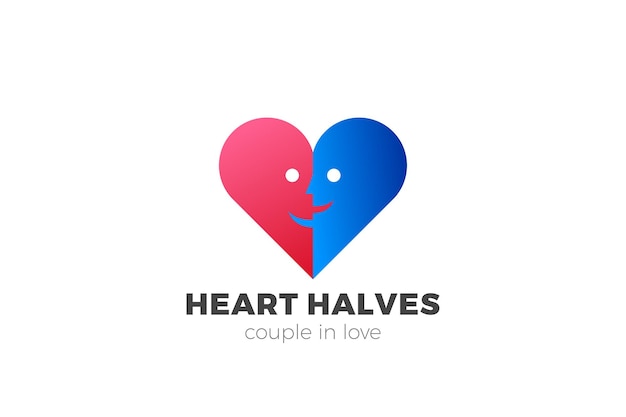Free vector heart logo. love couple logo
