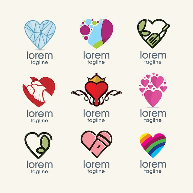 Heart logo templates collection