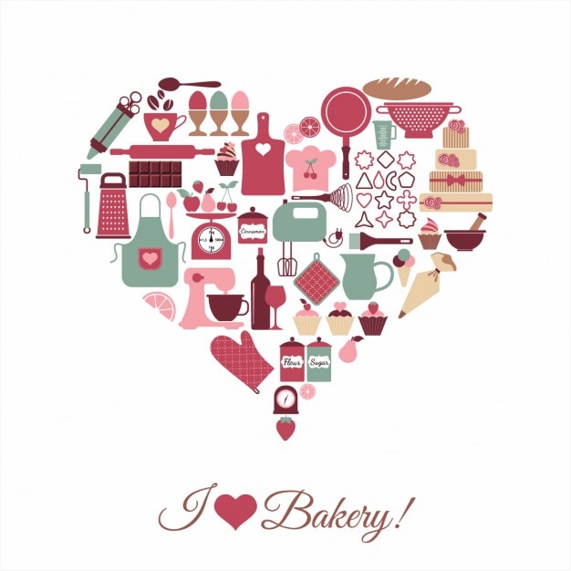 Heart made with bakery items