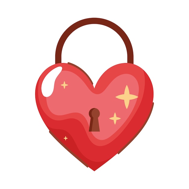 Free vector heart padlock retro style