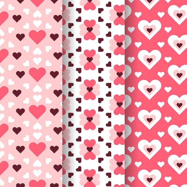 Free vector heart pattern collection in flat design