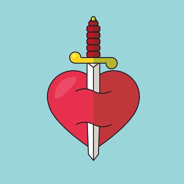 Free vector a heart pierced by a dagger