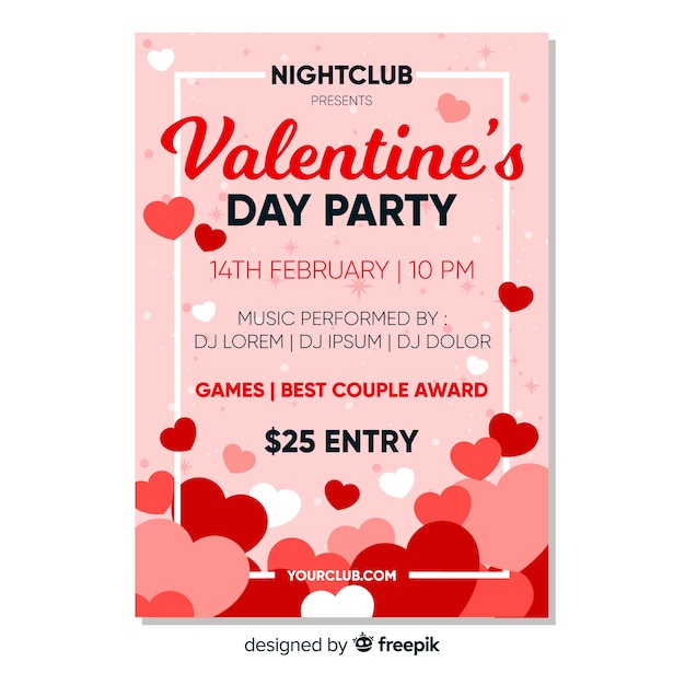 Heart pile valentine party poster