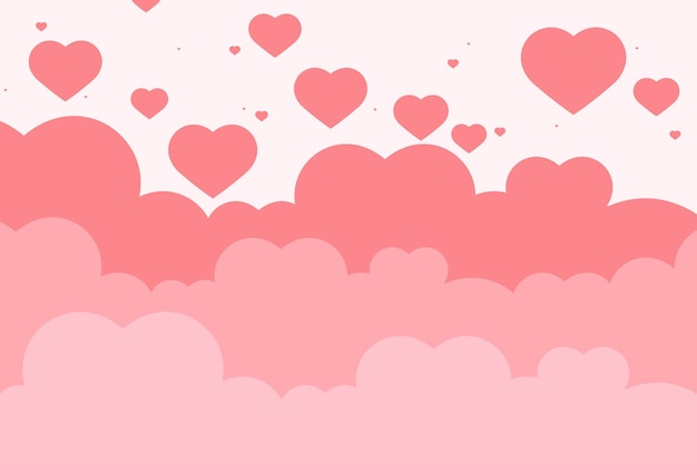 Free vector heart pink background cloud pattern