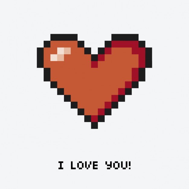 Heart pixelated with a message