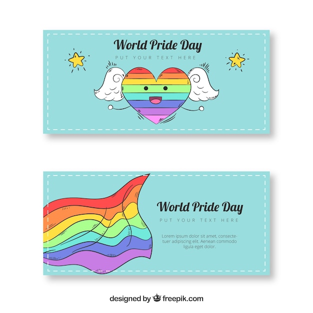 Heart and pride day banners