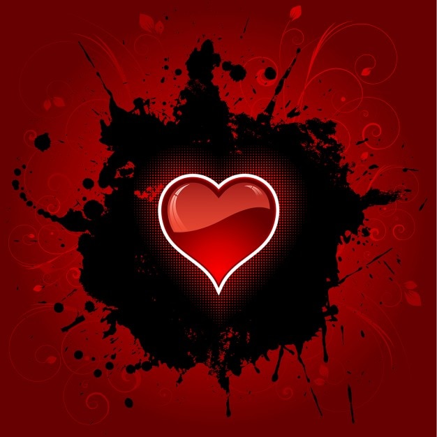 Heart on Red Grunge Background