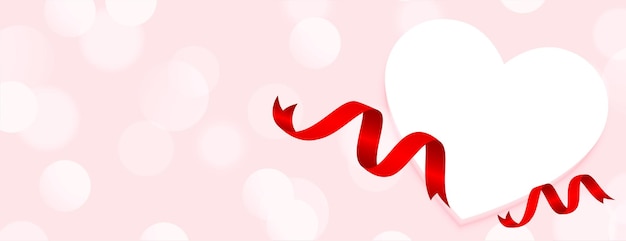 Vettore gratuito cuore e nastro san valentino celebrazione banner design