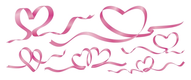 Heart ribbon on white background valentines day vector illustration