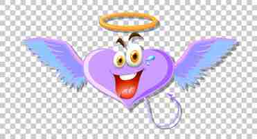 Vettore gratuito angelo a forma di cuore con espressione facciale