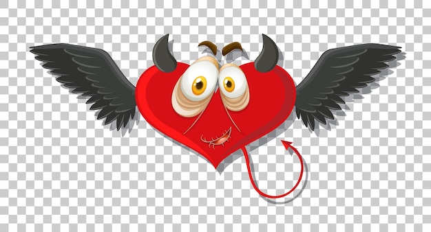 Free vector heart shape devil with facial expression