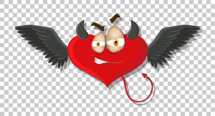 Free Vector heart shape devil with facial expression