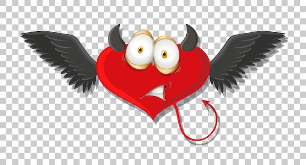 Free vector heart shape devil with facial expression