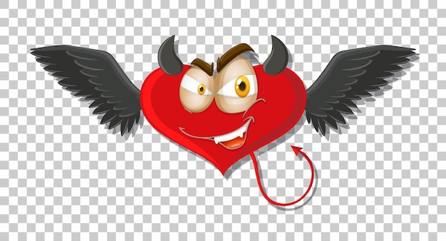 Free vector heart shape devil with facial expression