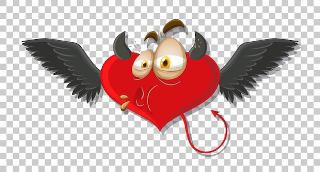 Free vector heart shape devil with facial expression