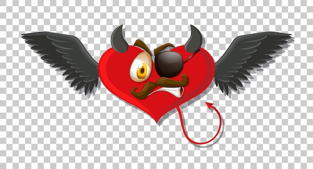 Free vector heart shape devil with facial expression