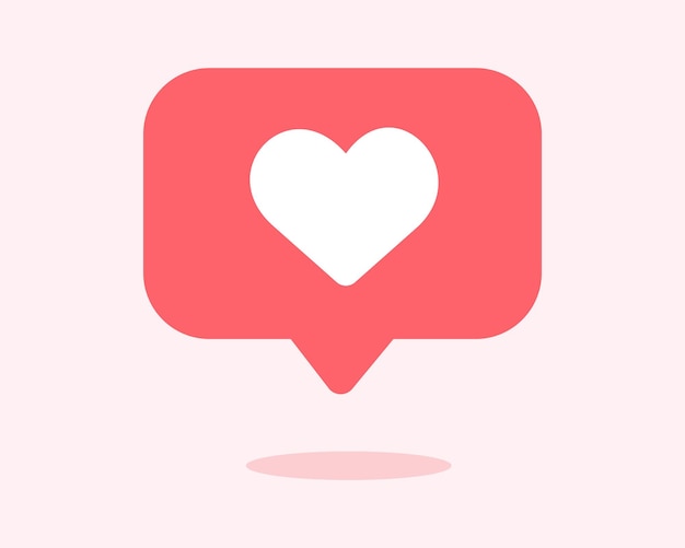 Heart shape social media notification icon in speech bubbles vector illustration Free Vector