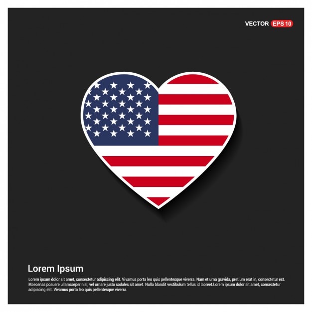 Vettore gratuito heart shaped american flag