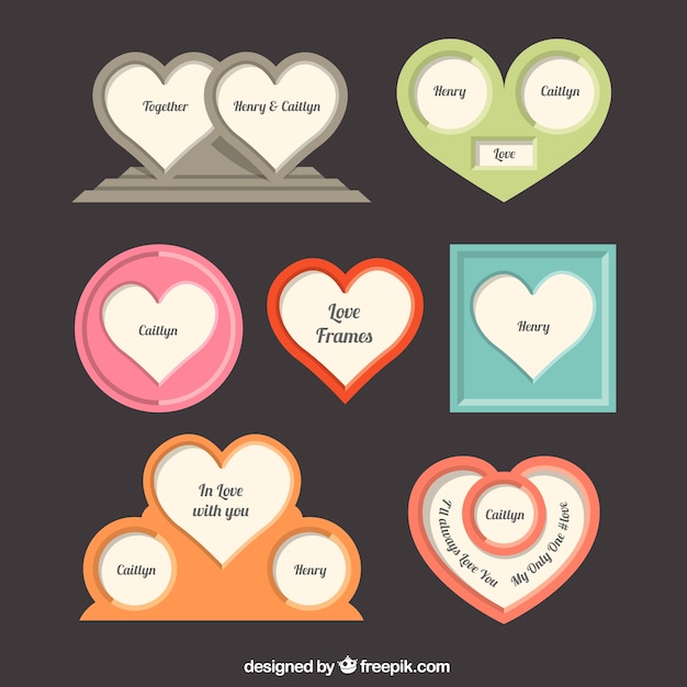 Free vector heart shaped frames