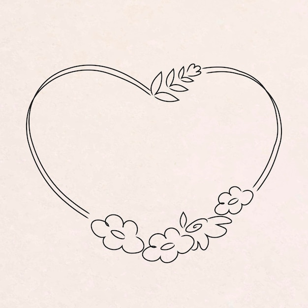 Vettore gratuito vettore di corona di fiori disegnati a mano a forma di cuore
