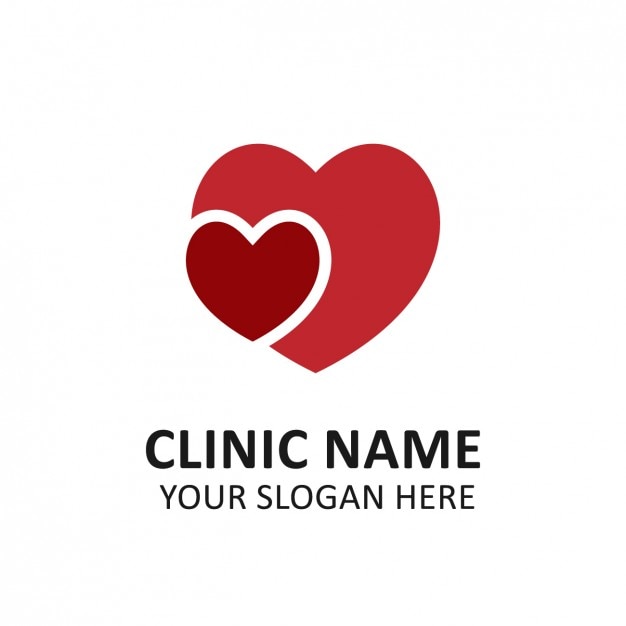 Vettore gratuito a forma di cuore health clinic logo template