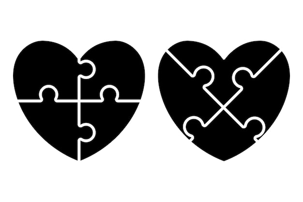 Free vector heart shaped puzzle glyph style