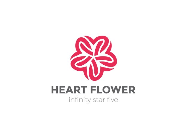 Логотип сердца звезды цветок, изолированные на белом