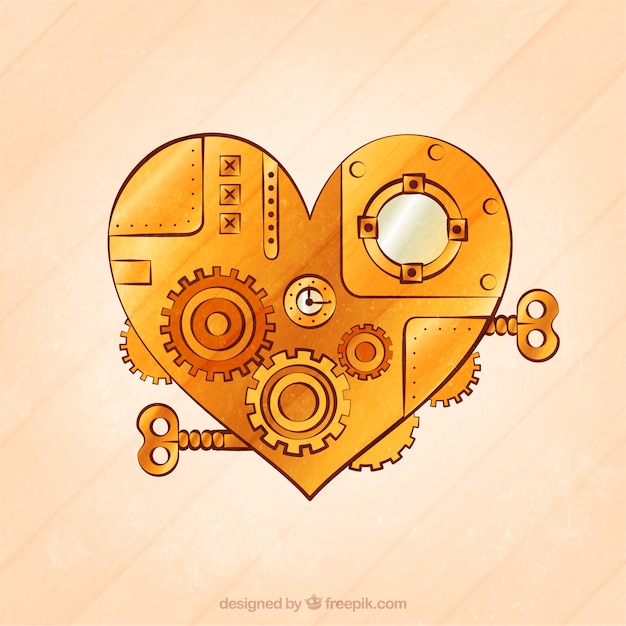 Free vector heart in steampunk style