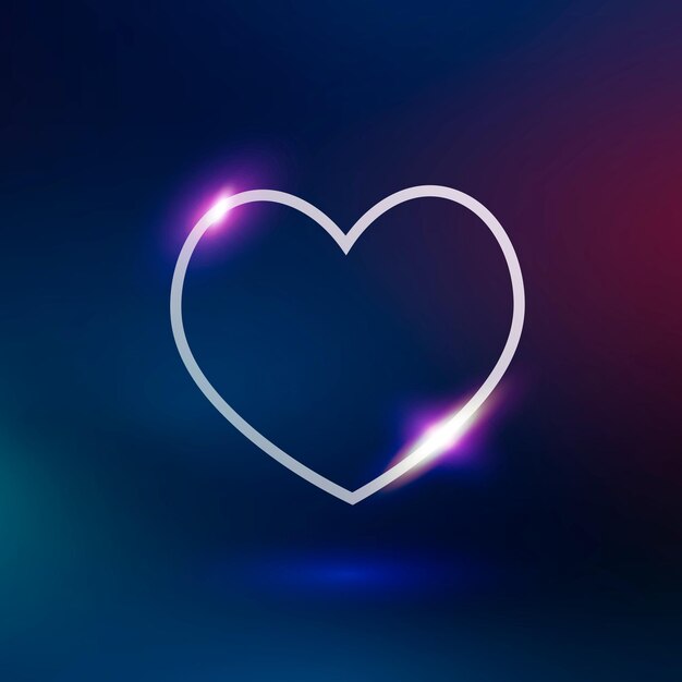 Heart technology vector in neon purple on gradient background