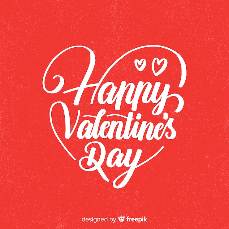 Free Vector heart valentine's day lettering background