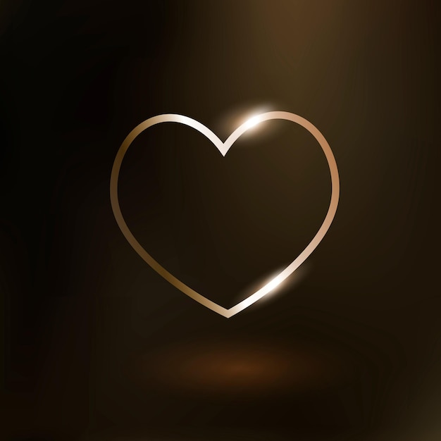 Heart vector technology icon in gold on gradient background