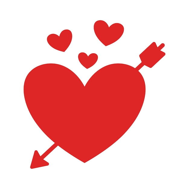 Free vector heart with arrow through flat