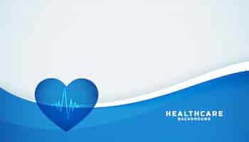 Free vector heart with cardiograph line medical blue background