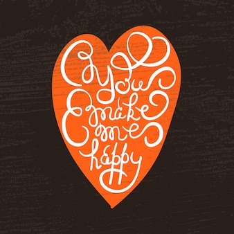 Heart with hand drawn typography poster. romantic quote 